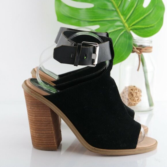 Marc Fisher Womens Vashi Sandal Size 9 Black Suede Block Heel Ankle Strap Bootie - Picture 4 of 12